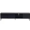 Tv-Meubel Mangohout Zwart - 200x40x50cm - 3-Deurs - Kast Roman