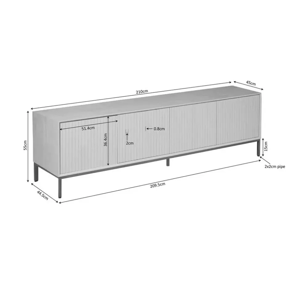 Tv-meubel Naturel Hout - 210x45x55cm - Madison