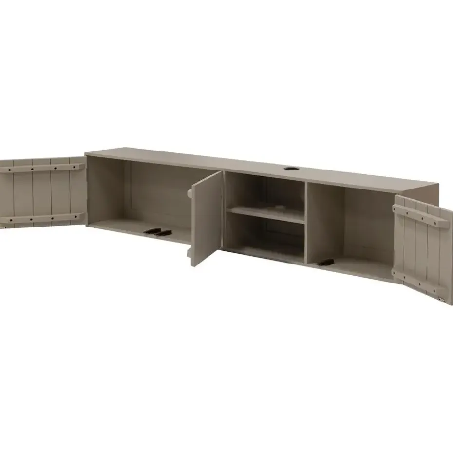 Tv-Meubel Taupe Mangohout - 3-Deurs - 200x30x40cm - Loiza