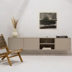Tv-Meubel Taupe Mangohout - 3-Deurs - 200x30x40cm - Loiza