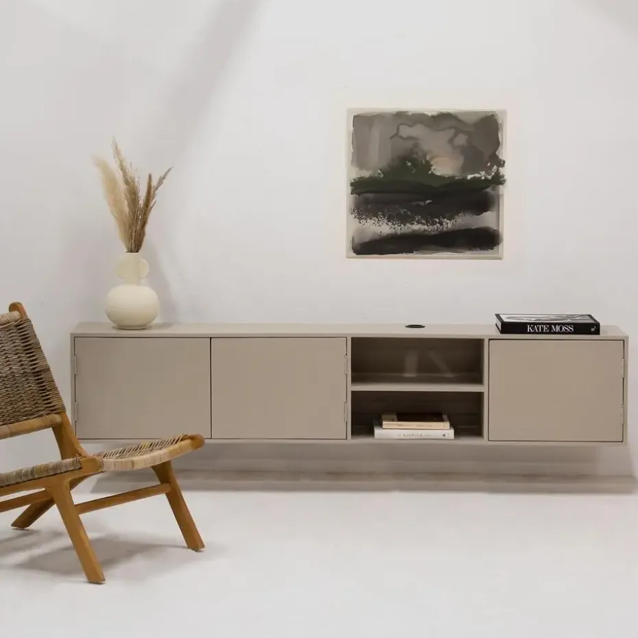Tv-Meubel Taupe Mangohout - 3-Deurs - 200x30x40cm - Loiza