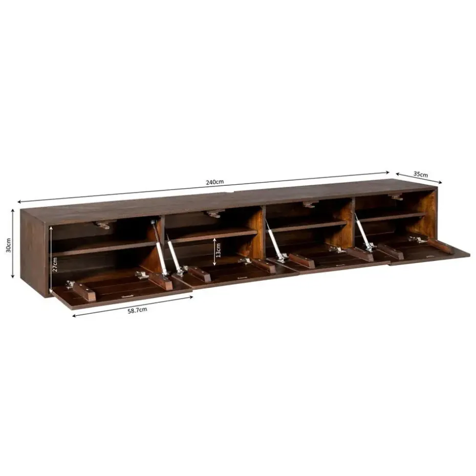 Tv-meubel Zwevend Bruin Hout - 240x35x30cm - Vision