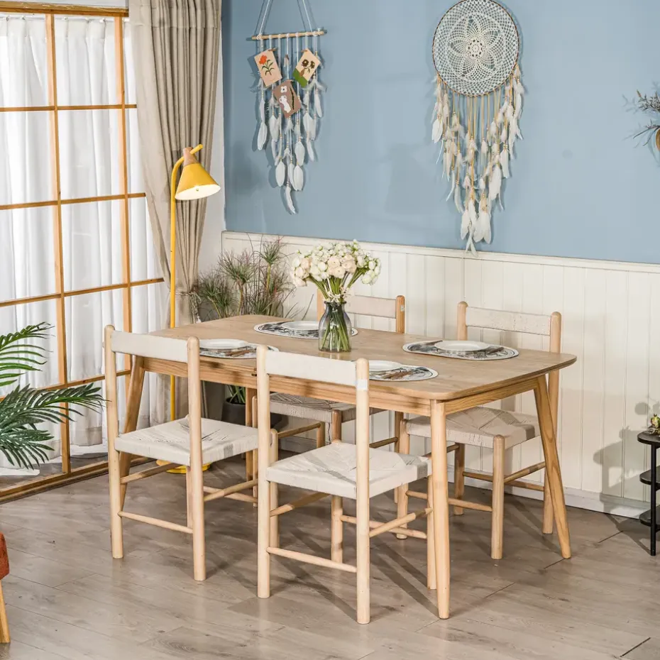 Uitschuifbare rechthoekige eettafel voor 6-8 personen van bruin