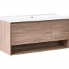 UMAYO - Wandgemonteerd meubel met wasbak - Lichtbruin - 120 cm - MDF