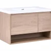 UMAYO - Wandgemonteerd meubel met wasbak - Lichtbruin - MDF