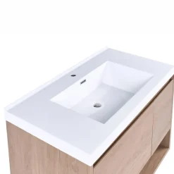 UMAYO - Wandgemonteerd meubel met wasbak - Lichtbruin - MDF
