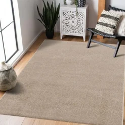 Uni Effen Laagpolig Vloerkleed Modern Beige - 300x400 CM