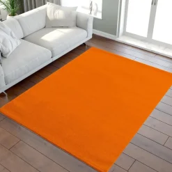 Uni Effen Laagpolig Vloerkleed Modern Oranje - 200x290 CM