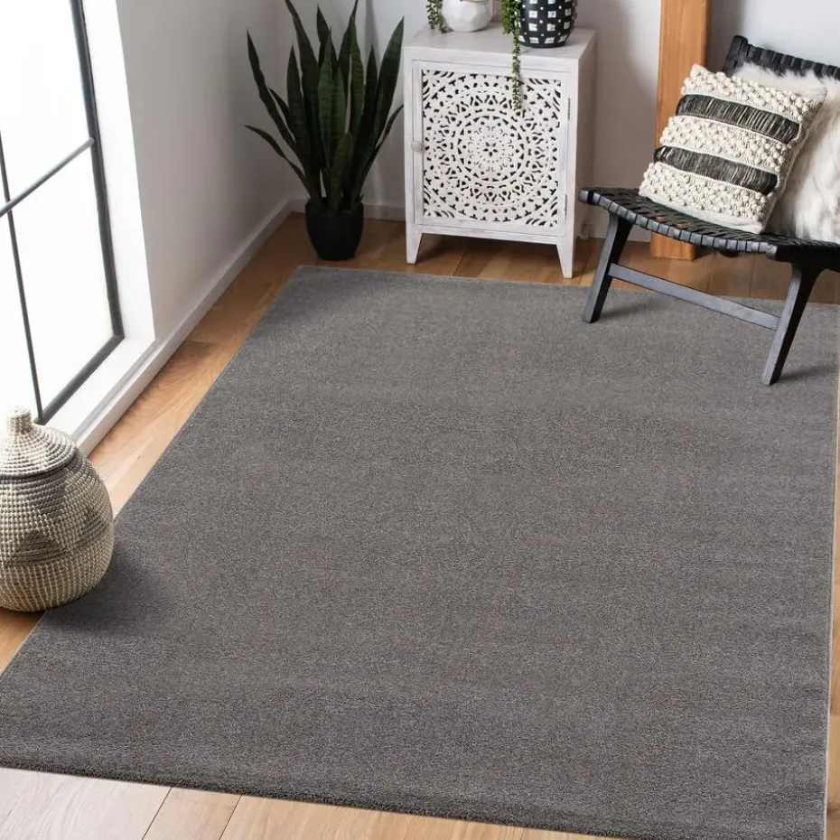 Uni Effen Laagpolig Vloerkleed Modern Grijs - 240x340 CM