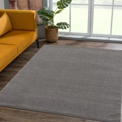 Uni Effen Laagpolig Vloerkleed Modern Grijs - 240x340 CM
