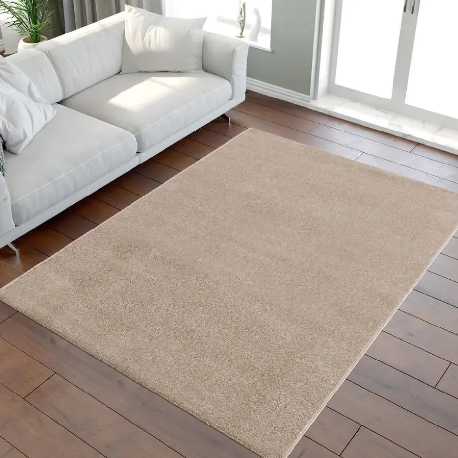 Uni Effen Laagpolig Vloerkleed Modern Beige - 200x290 CM