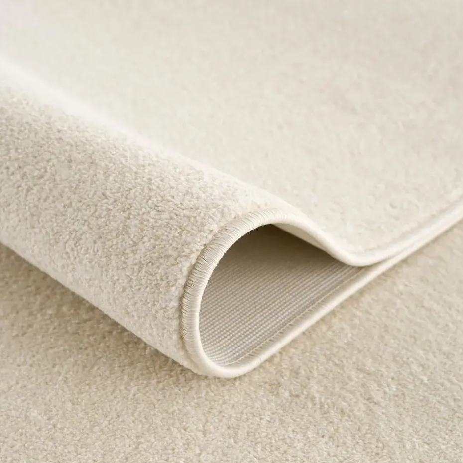 Uni Effen Laagpolig Vloerkleed Modern Creme - 250x250 CM Vierkant