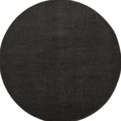 Uni Rond Effen Laagpolig Vloerkleed Modern Donker Grijs - 150 CM ROND