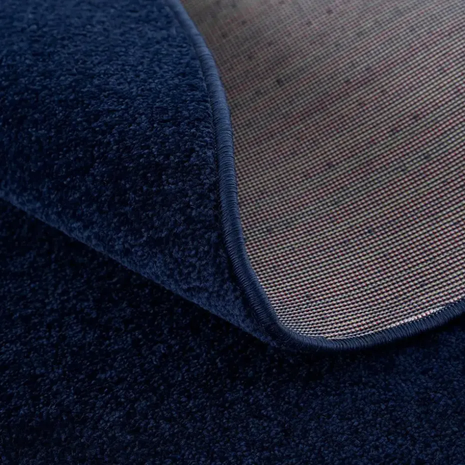 Uni Rond Effen Laagpolig Vloerkleed Modern Donker Blauw Navy - 120 CM ROND