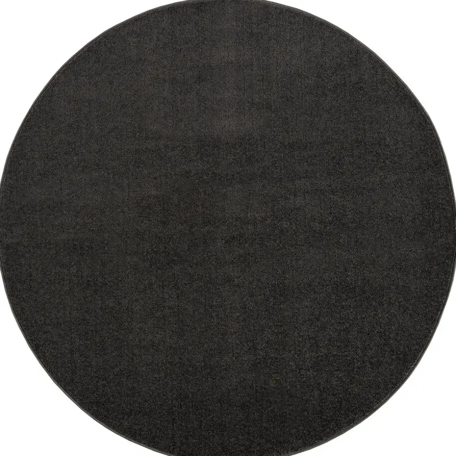 Uni Rond Effen Laagpolig Vloerkleed Modern Donker Grijs - 300 CM ROND