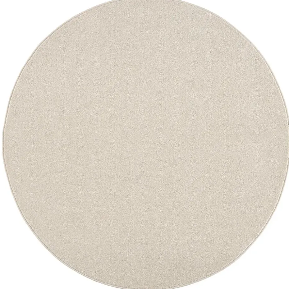 Uni Rond Effen Laagpolig Vloerkleed Modern Creme - 120 CM ROND