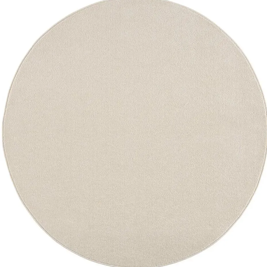 Uni Rond Effen Laagpolig Vloerkleed Modern Creme - 120 CM ROND