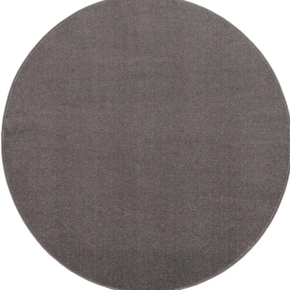 Uni Rond Effen Laagpolig Vloerkleed Modern Grijs - 120 CM ROND