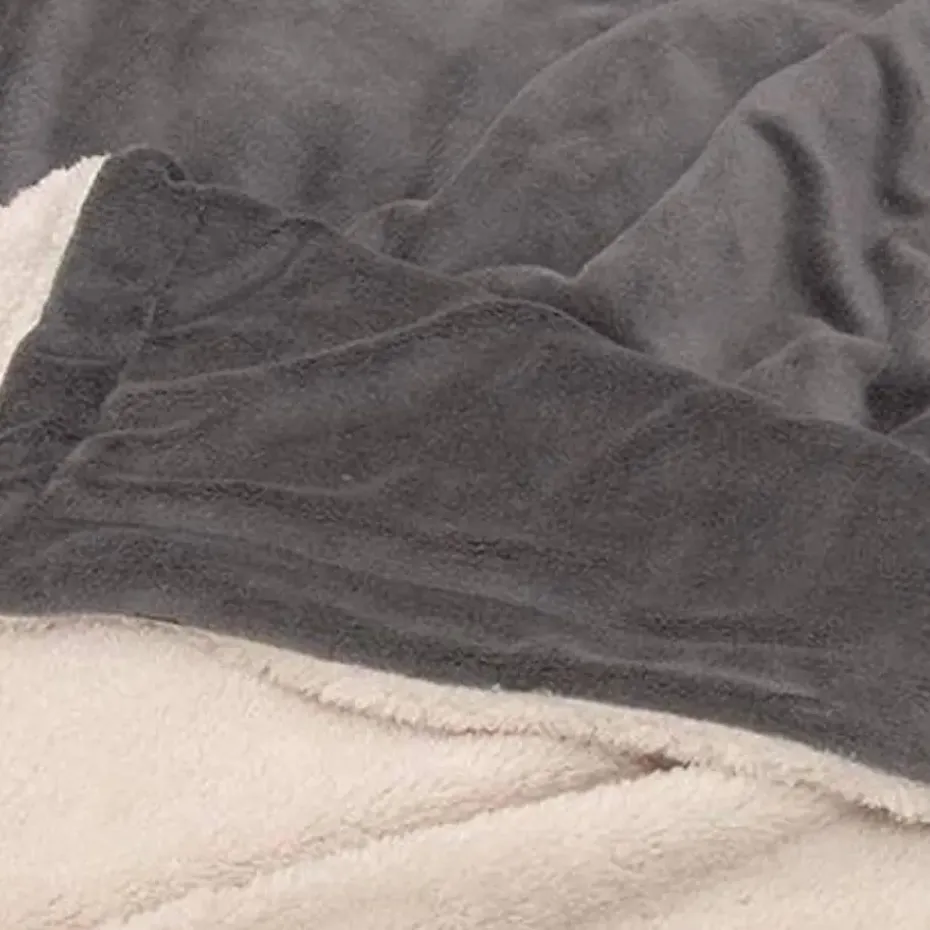 Unique Living - Lars coral fleece/suede plaid 150x200cm dark grey