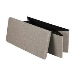 Urban Living poef/hocker/opbergbox - grijs - mdf - 76 x 38 x 38 cm