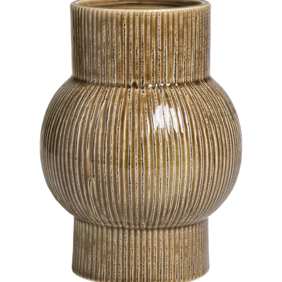 Vaas Olivia - bruin - keramiek - 18,5x Ø14 cm