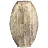 Vaas Tijn - goudkleur - metaal - ovaal - 48,5x32x9,5 cm
