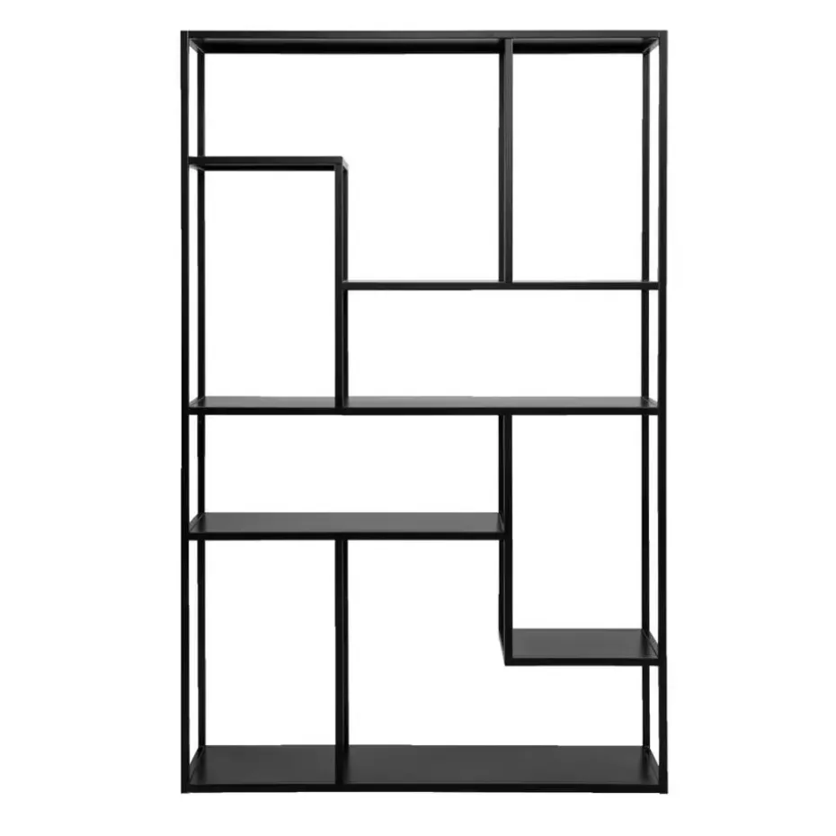 Vakkenkast Stan - zwart - metaal - 188x120x35 cm
