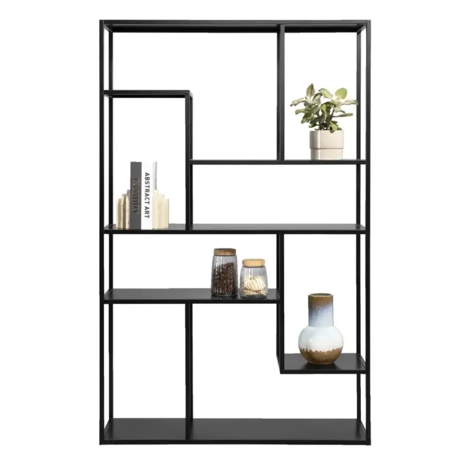 Vakkenkast Stan - zwart - metaal - 188x120x35 cm