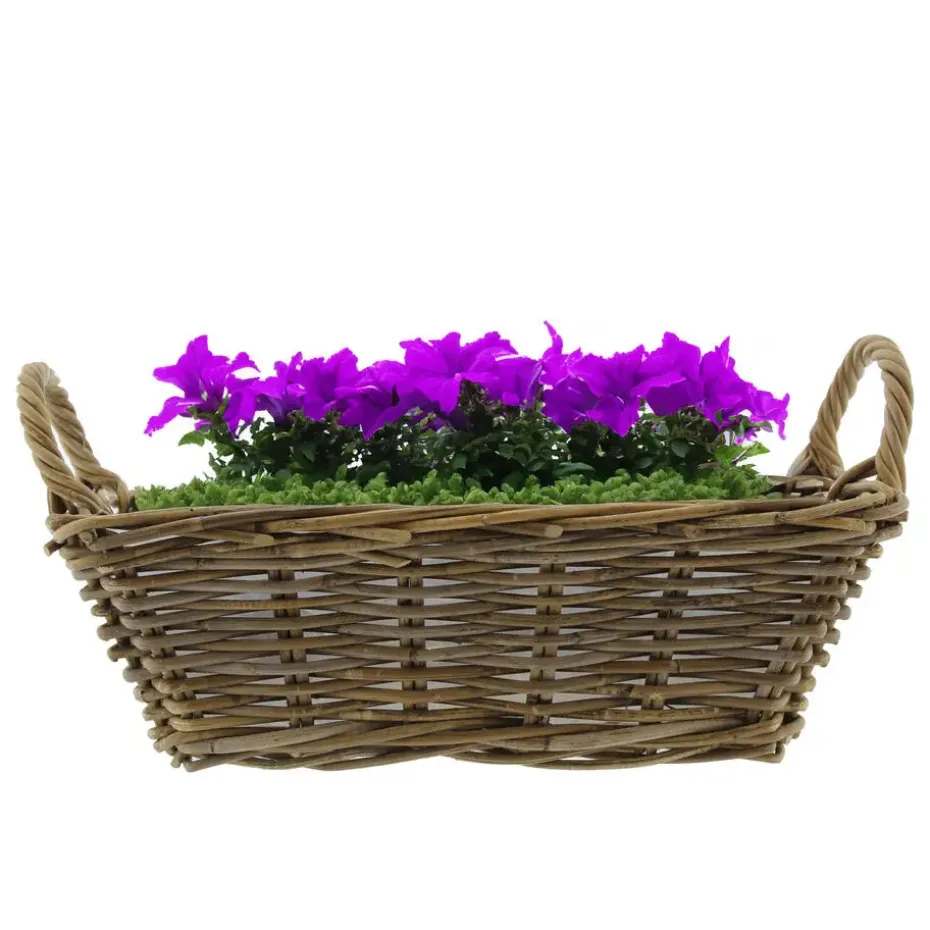 Van der Leeden Mand met hengsels - bruin - 42 x 27 x 14 cm -rotan