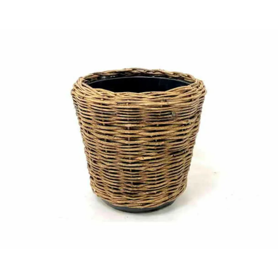 Van der Leeden Planten mand - rotan - 40x39cm - drypot