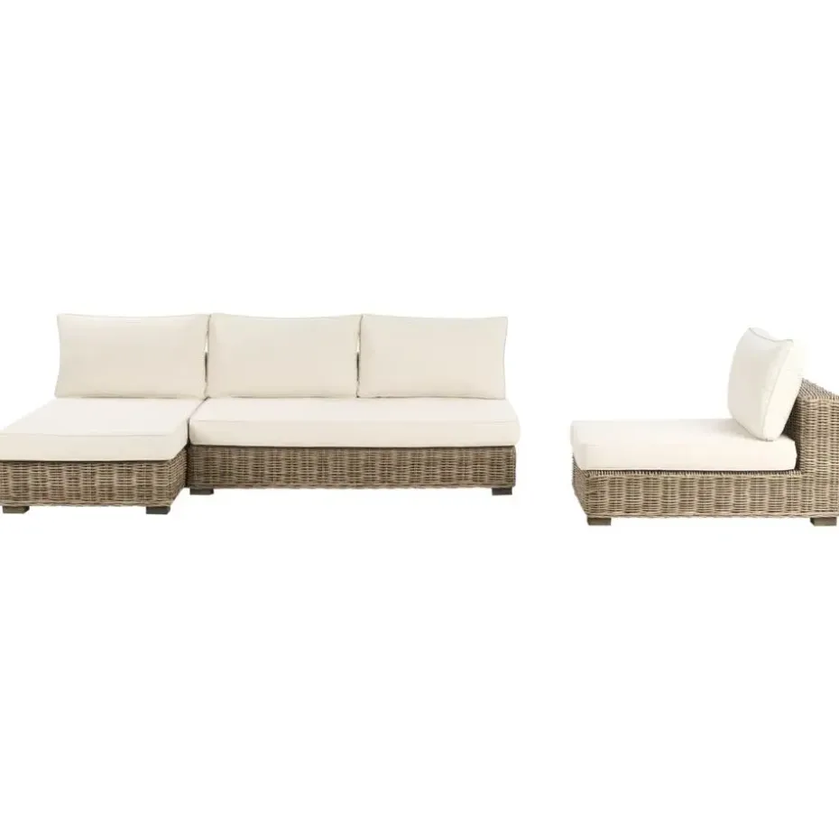 VARALLO - Loungeset 4-zits - Gebroken wit - Rechtszijdig - Rotan