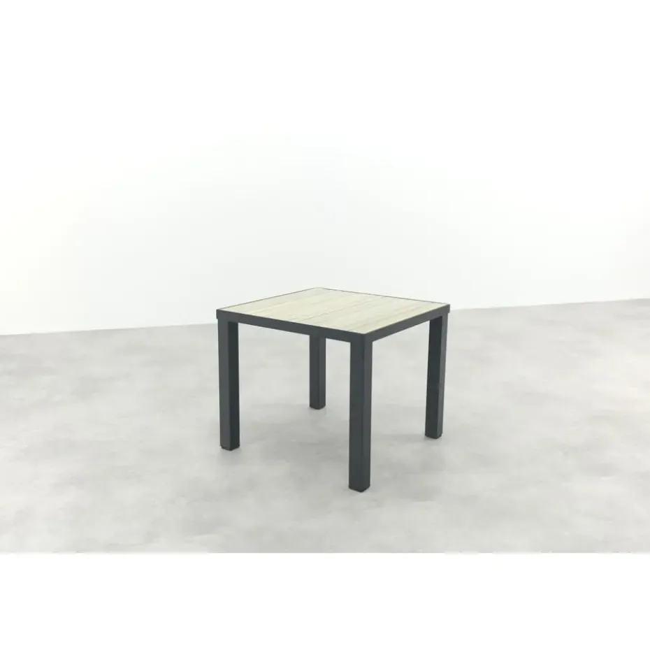VDG Nola tuintafel 90x90 cm. - Antraciet/Houtlook