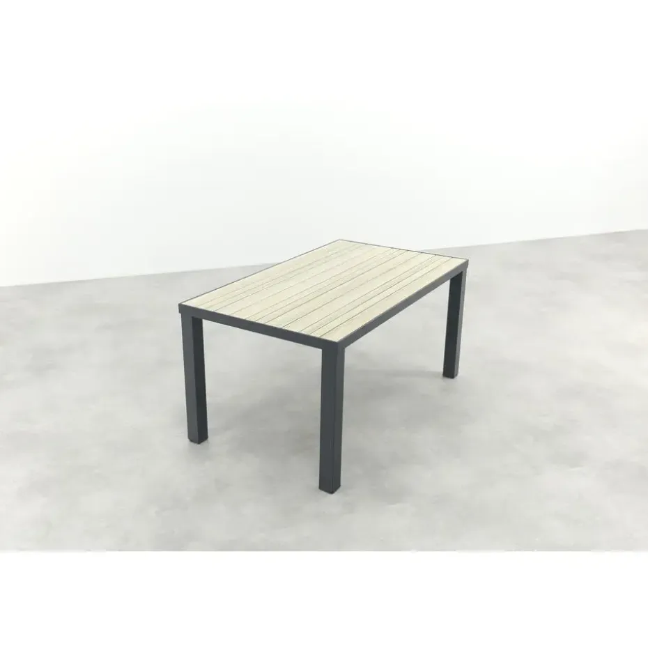VDG Nola tuintafel 160x90 cm. - Antraciet/Houtlook