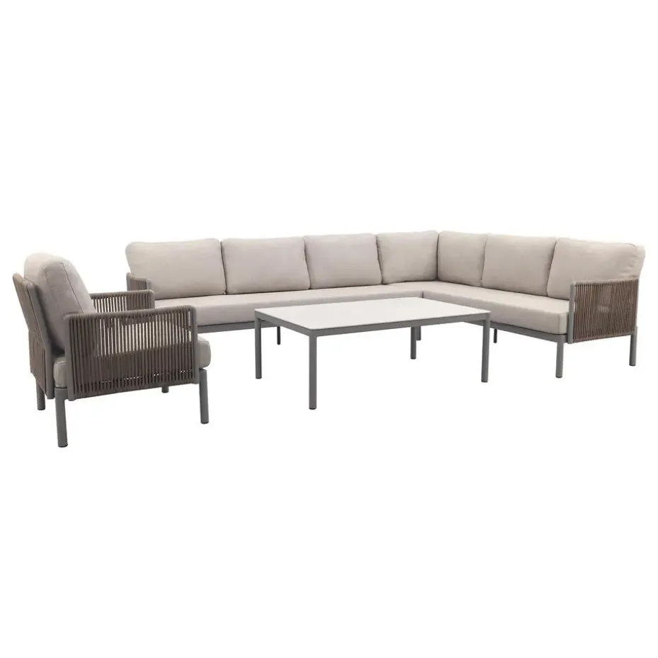 VDG Sierra hoek loungeset + loungestoel - Naturel/Grijs