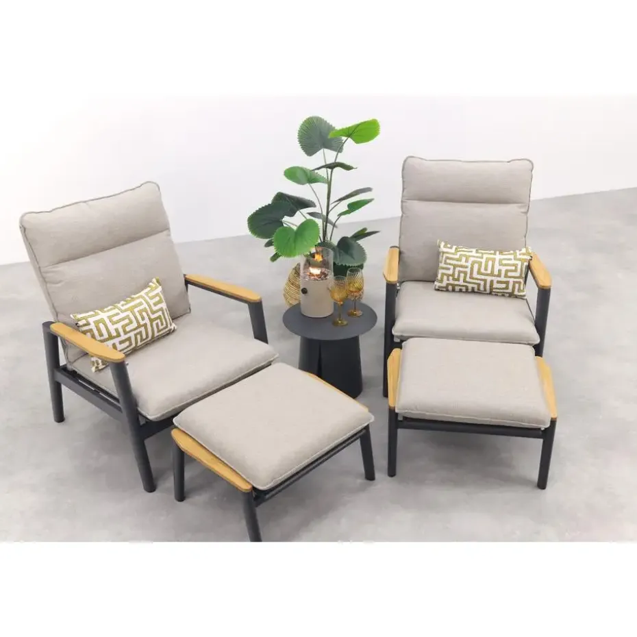 VDG Solaro/Velora verstelbare loungestoelen set (3-delig) - Royal grey / Zand