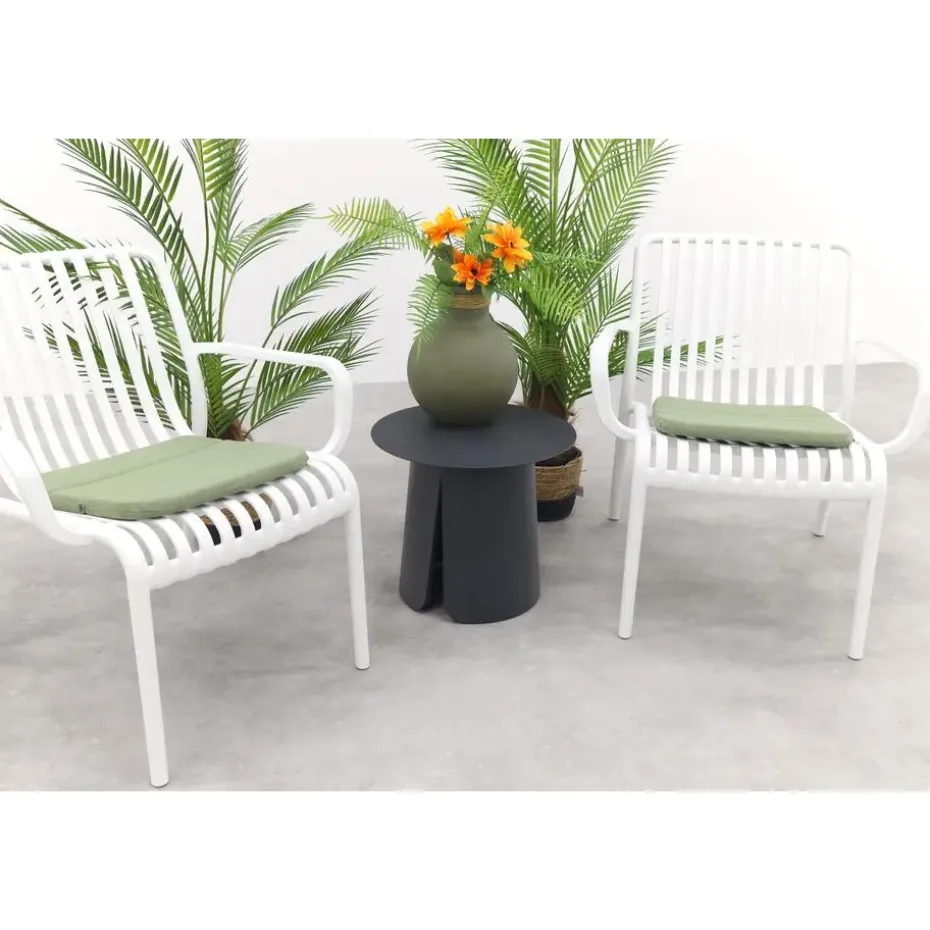 VDG Stripe/Velora loungestoelen set (3-delig) - Wit/Royal grey