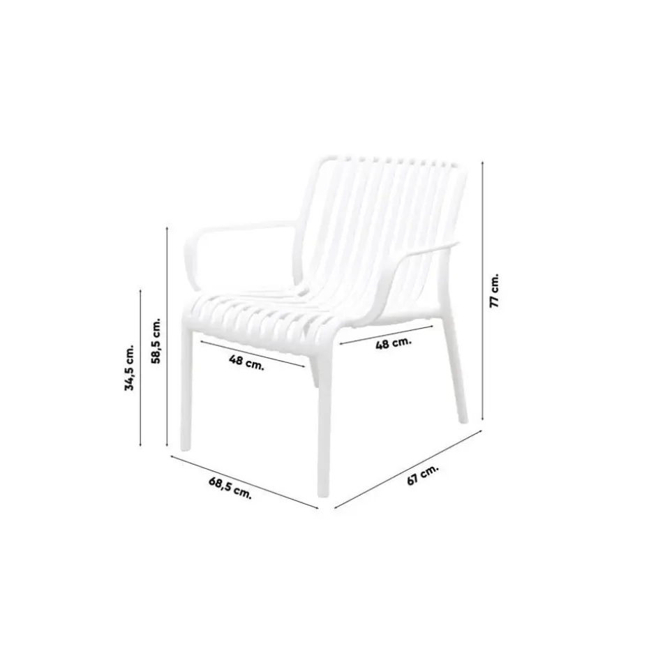 VDG Stripe/Velora loungestoelen set (3-delig) - Wit/Royal grey