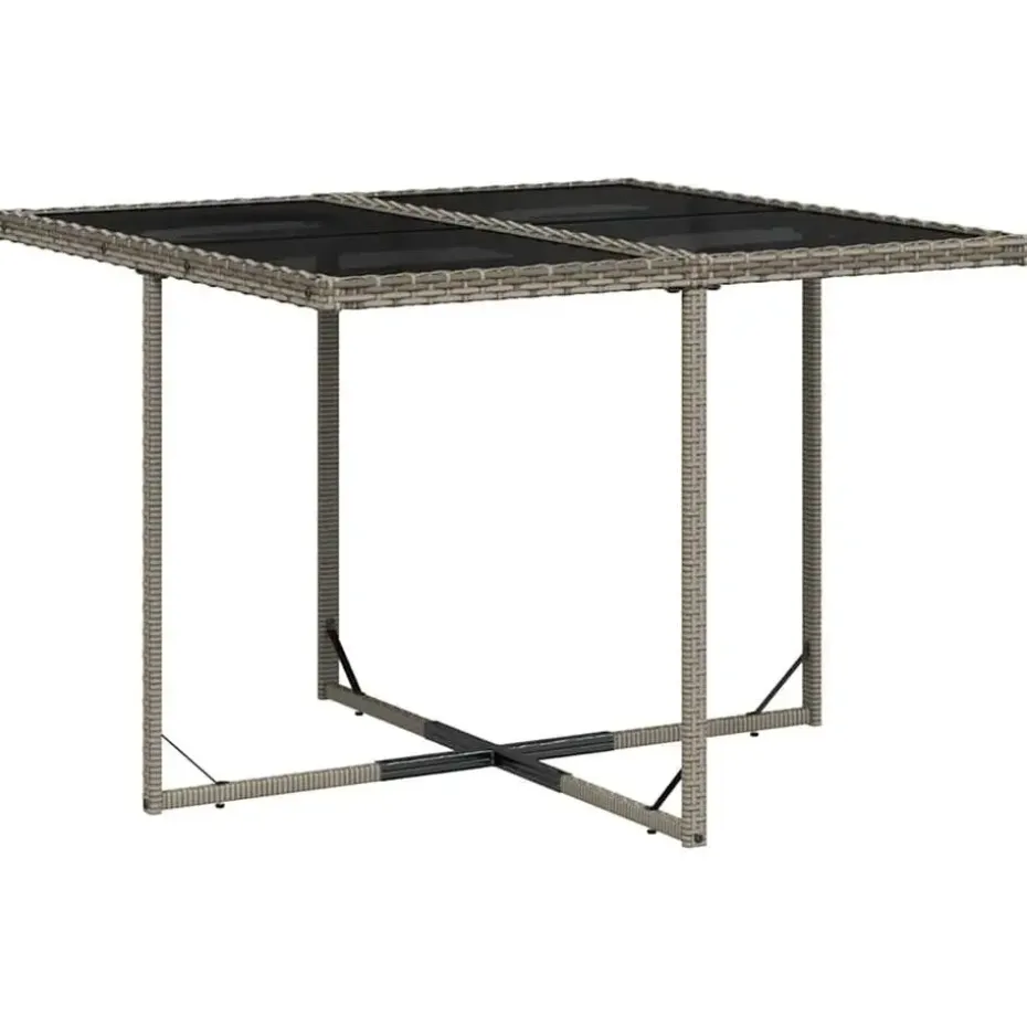 vidaXL - 9 delige Tuinset donkergrijs kussens 4 krukken - PE rattan - 110x106 cm