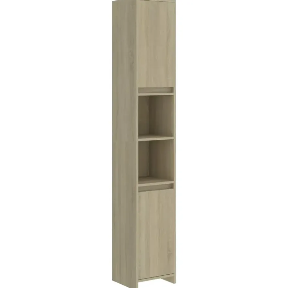 vidaXL - Badkamerkast - Bruin - Bewerkt hout - 30 x 30 x 183.5 cm