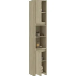 vidaXL - Badkamerkast - Bruin - Bewerkt hout - 30 x 30 x 183.5 cm