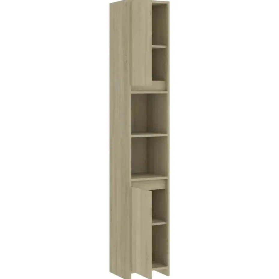 vidaXL - Badkamerkast - Bruin - Bewerkt hout - 30 x 30 x 183.5 cm