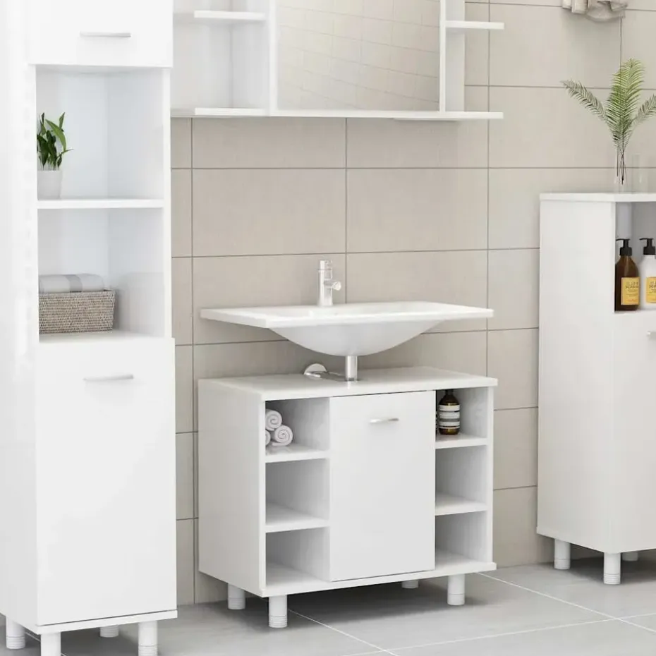 vidaXL - Badkamerkast - Wit - Bewerkt hout