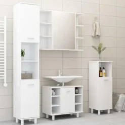vidaXL - Badkamerkast - Wit - Bewerkt hout