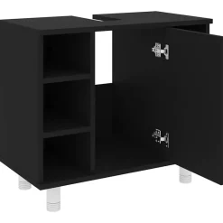 vidaXL - Badkamerkast - Zwart - Bewerkt hout