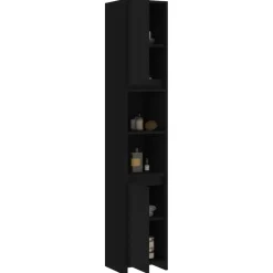 vidaXL - Badkamerkast - Zwart - Bewerkt hout