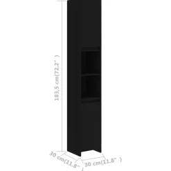 vidaXL - Badkamerkast - Zwart - Bewerkt hout