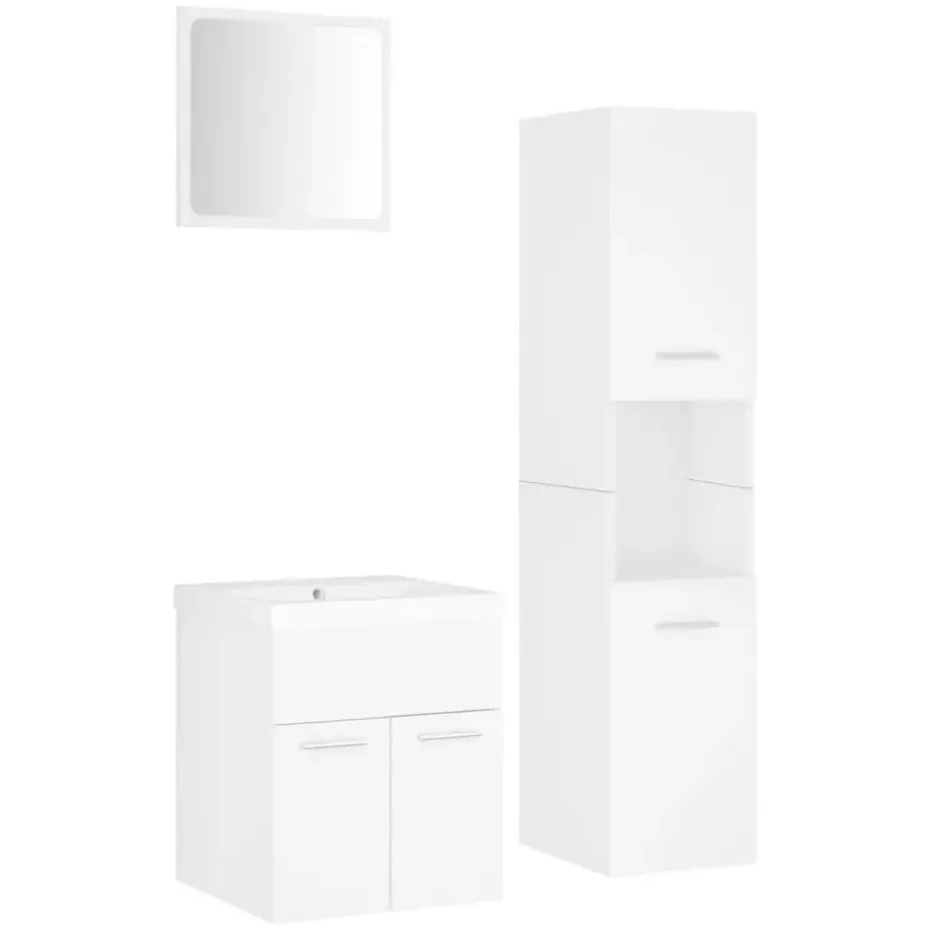 vidaXL - Badkamermeubelset - Wit - Bewerkt hout - 41 x 38.5 x 46 cm