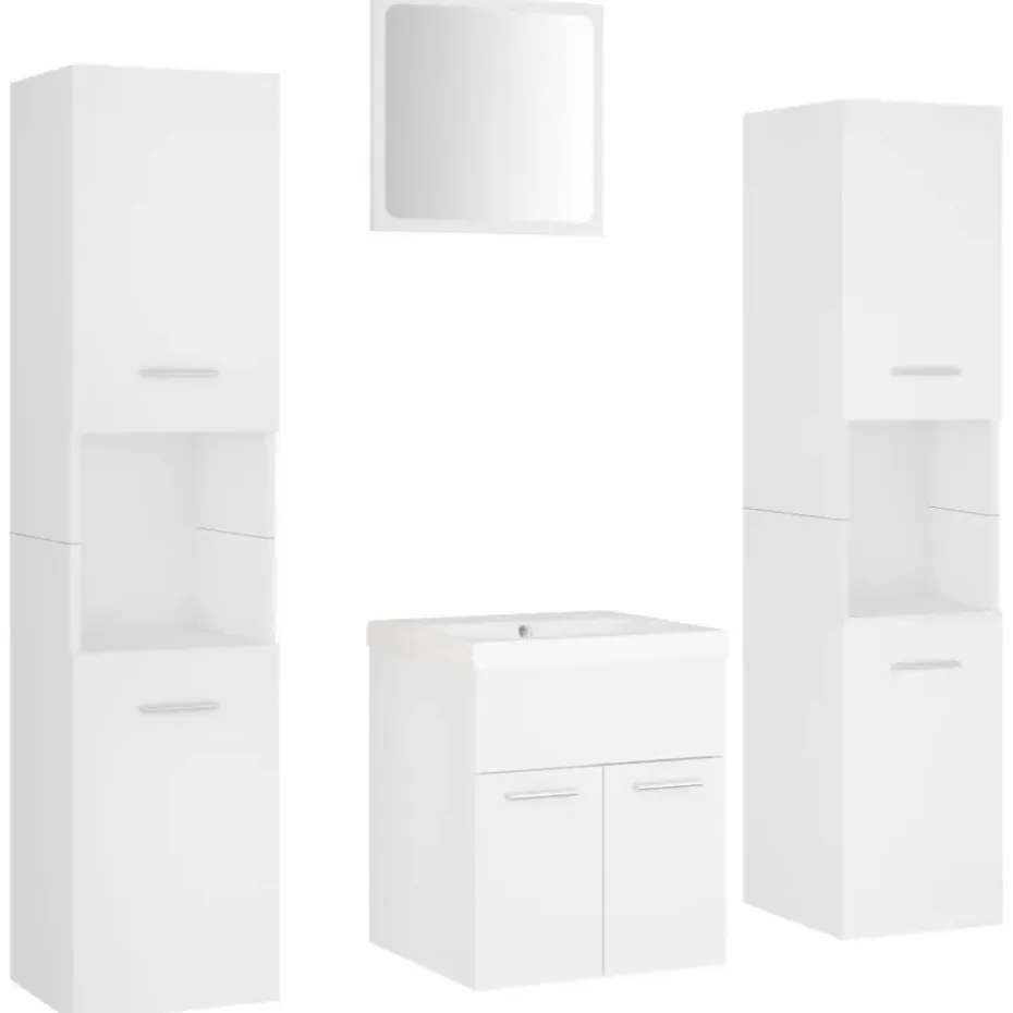 vidaXL - Badkamermeubelset - Wit - Bewerkt hout - 41 x 38.5 x 46 cm
