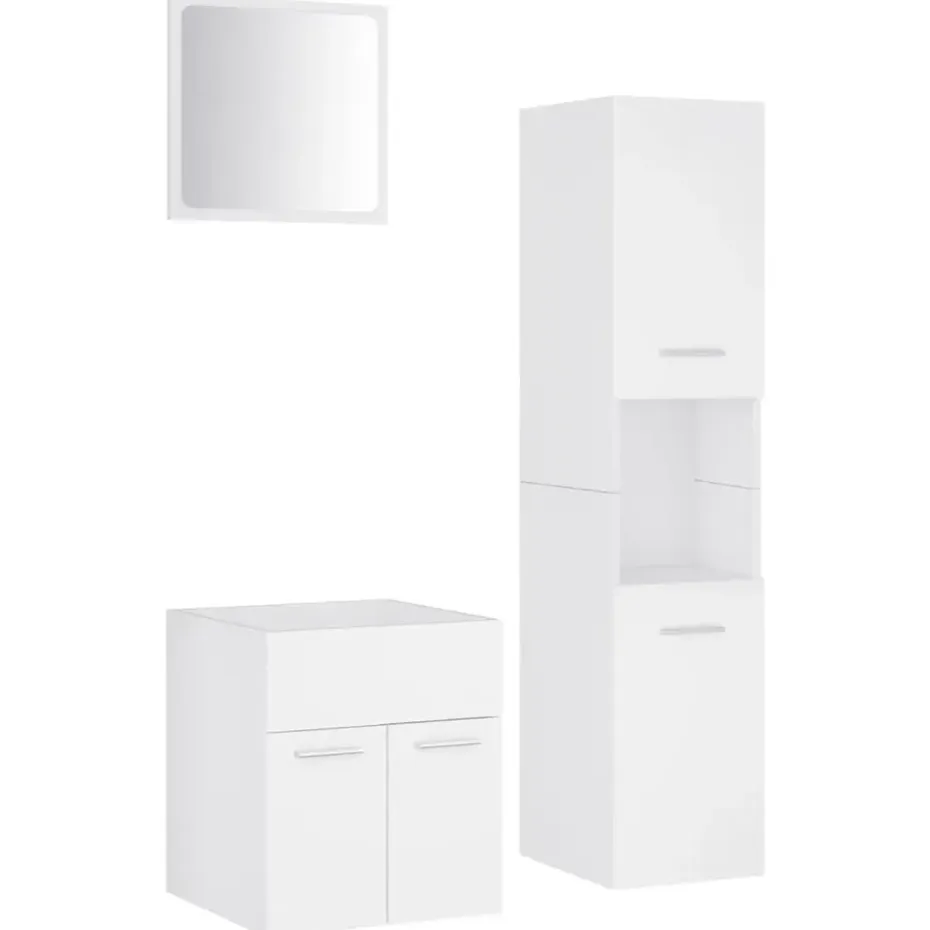 vidaXL - Badkamermeubelset - Wit - Bewerkt hout - 41 x 38.5 x 46 cm