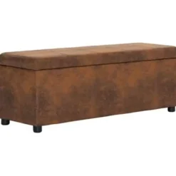 vidaXL - Bank - Bruin - Kunstleer - 116 cm